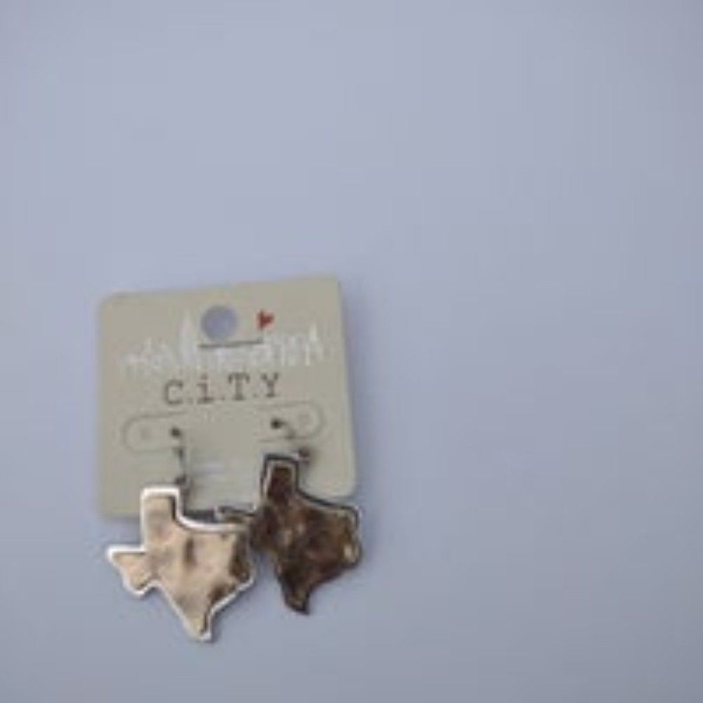 Brasstone and silvertone Texas shaped earrings for pierced ears/ rodeo
